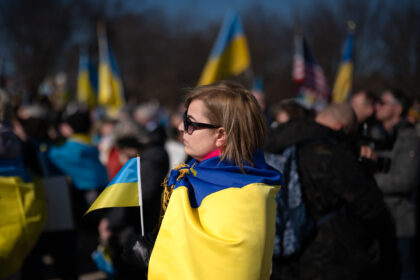 Mobilização de solidariedade com a Ucrânia (foto: Miki Jourdan)